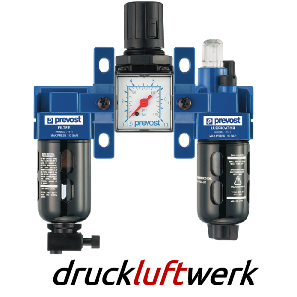 Prevost ALTO 1 - Dreifachblock - FRL-Einheit mit Wandbefestigungsset